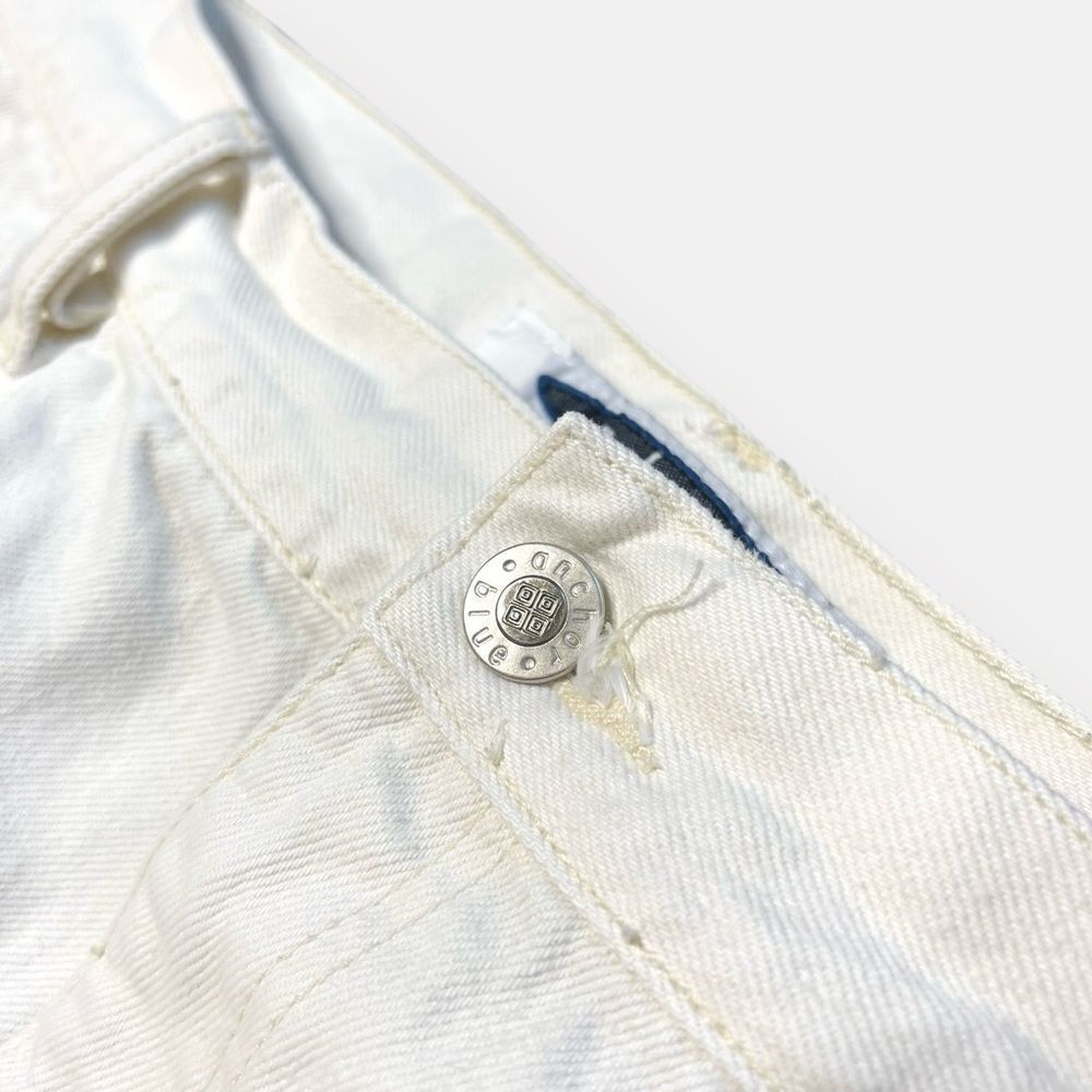 Vtg 90s Anchor Blue Loose White Jeans, Baggy Skate Grunge Wide Leg, Heavy 38 30 - Picture 3 of 7